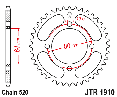 Звездочка ведомая JTR1910.32 зубьев