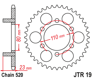 Звездочка ведомая JTR19.36 зубьев