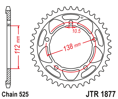 Звездочка ведомая JTR1877.41 зубьев - фото 1 - id-p88882156