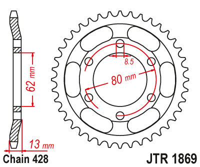 Звездочка ведомая JTR1869.45 зубьев