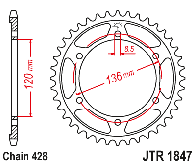 Звездочка ведомая JTR1847.46 зубьев
