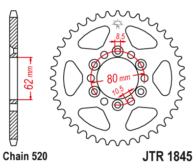 Звездочка ведомая JTR1845.37 зубьев