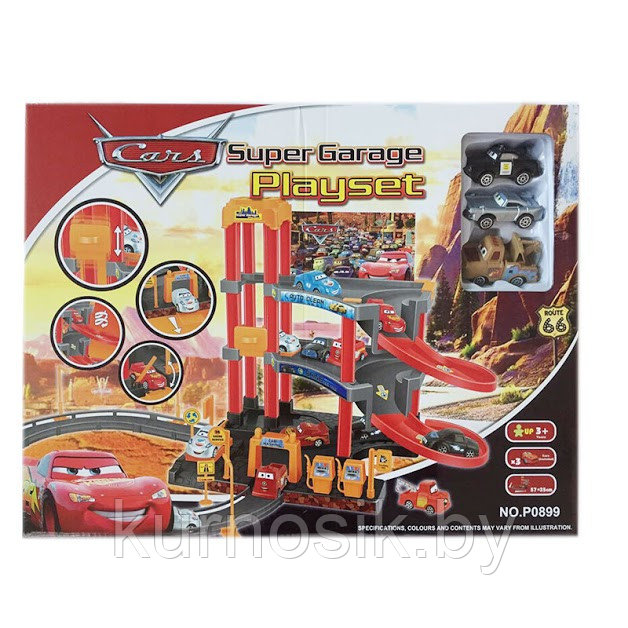 Игровой набор Cars "Супер Гараж" с автомобилями, арт. P0899