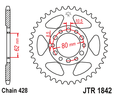 Звездочка ведомая JTR1842.37 зубьев