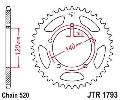 Звездочка ведомая JTR1793.42 зубьев