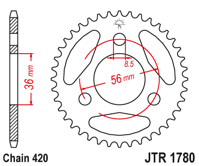Звездочка ведомая JTR1780.28 зубьев