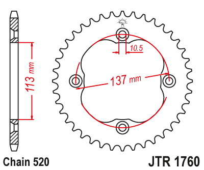 Звездочка ведомая JTR1760.35 зубьев
