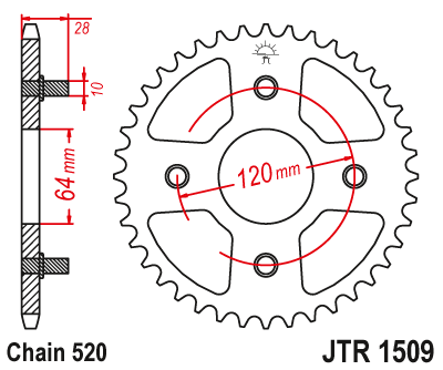 Звездочка ведомая JTR1509.41 зубьев