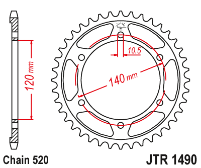 Звездочка ведомая JTR1490.37 зубьев