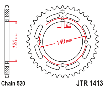 Звездочка ведомая JTR1413.39 зубьев