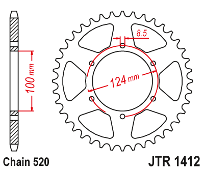 Звездочка ведомая JTR1412.37 зубьев