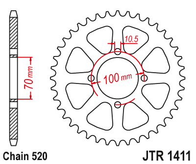 Звездочка ведомая JTR1411.50 зубьев