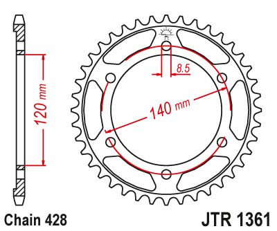 Звездочка ведомая JTR1361.50 зубьев