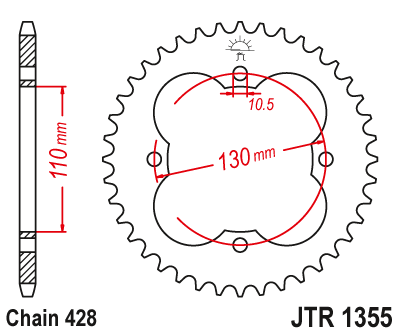 Звездочка ведомая JTR1355.48 зубьев