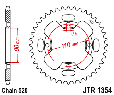 Звездочка ведомая JTR1354.38 зубьев