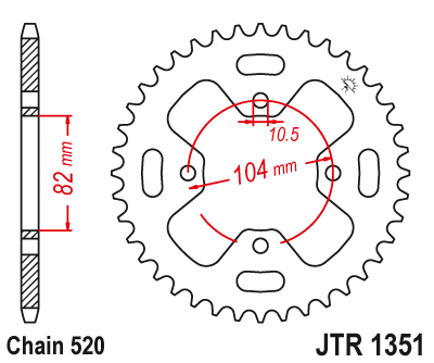 Звездочка ведомая JTR1351.40 зубьев