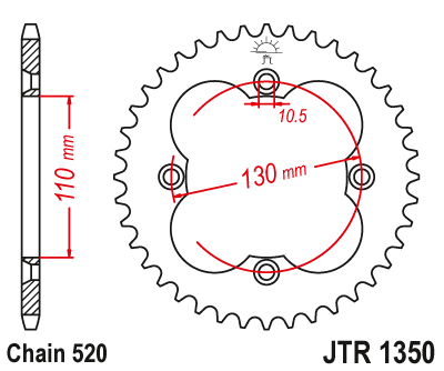 Звездочка ведомая JTR1350.36 зубьев