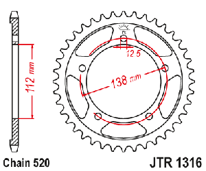 Звездочка ведомая JTR1316.41 зубьев