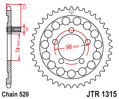 Звездочка ведомая JTR1315.40 зубьев