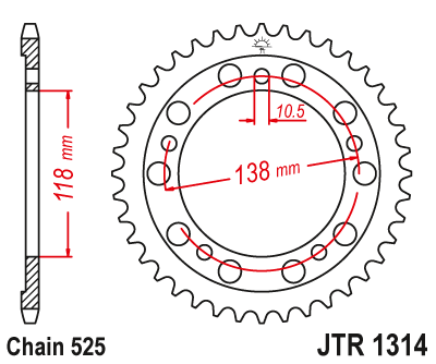 Звездочка ведомая JTR1314.39 зубьев