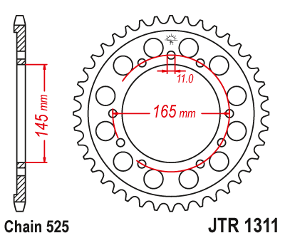 Звездочка ведомая JTR1311.43 зубьев
