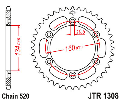 Звездочка ведомая JTR1308.40 зубьев