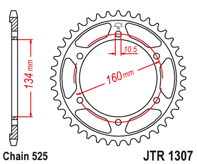 Звездочка ведомая JTR1307.41 зубьев