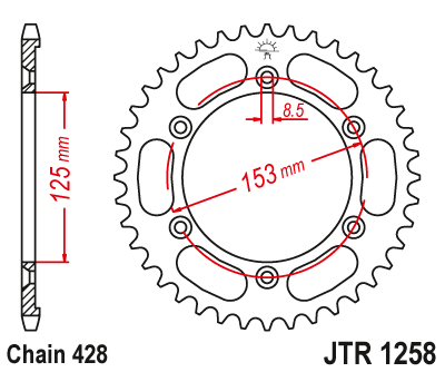 Звездочка ведомая JTR1258.54 зубьев