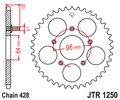 Звездочка ведомая JTR1250.48 зубьев