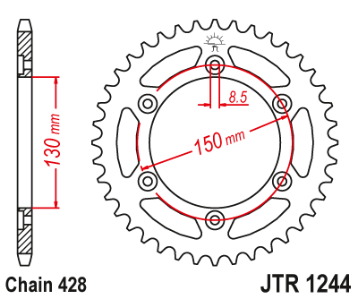 Звездочка ведомая JTR1244.51 зубьев