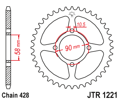 Звездочка ведомая JTR1221.42 зубьев