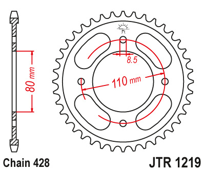 Звездочка ведомая JTR1219.42 зубьев