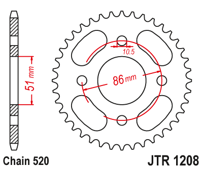 Звездочка ведомая JTR1208.44 зубьев