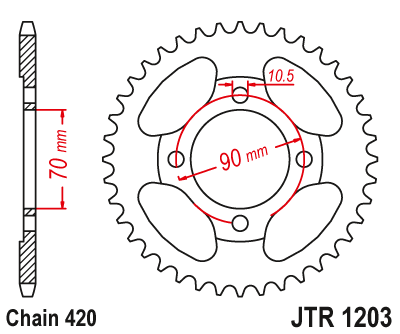 Звездочка ведомая JTR1203.42 зубьев