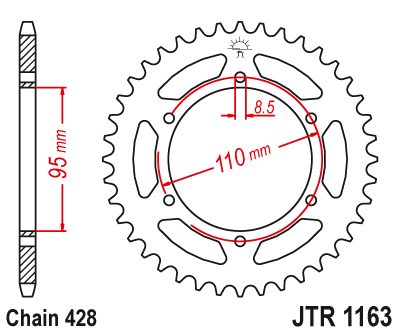 Звездочка ведомая JTR1163.45 зубьев