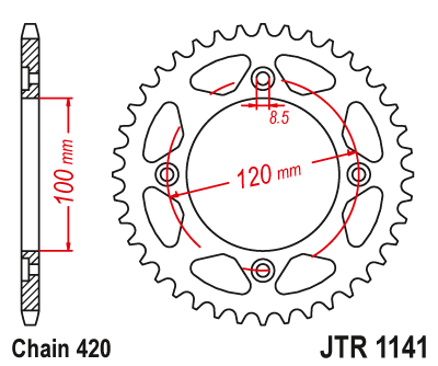 Звездочка ведомая JTR1141.50 зубьев