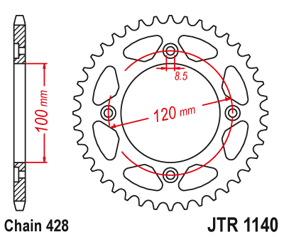 Звездочка ведомая JTR1140.50 зубьев