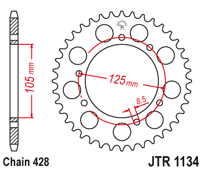 Звездочка ведомая JTR1134.48 зубьев