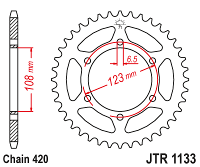 Звездочка ведомая JTR1133.52 зубьев