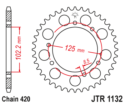 Звездочка ведомая JTR1132.48 зубьев