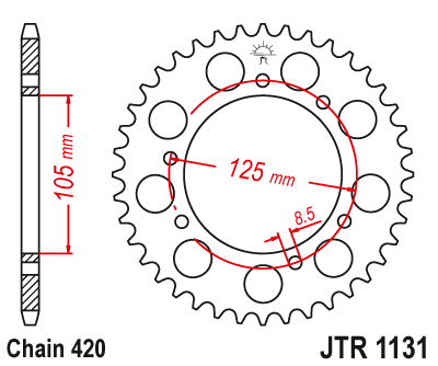 Звездочка ведомая JTR1131.45 зубьев