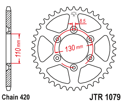 Звездочка ведомая JTR1079.62 зубьев
