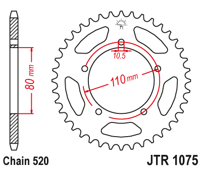 Звездочка ведомая JTR1075.36 зубьев
