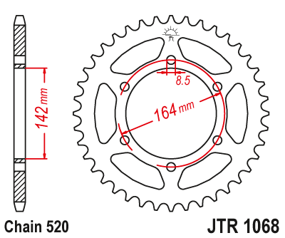 Звездочка ведомая JTR1068.46 зубьев
