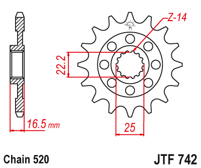 Звездочка ведущая JTF742.14 зубьев