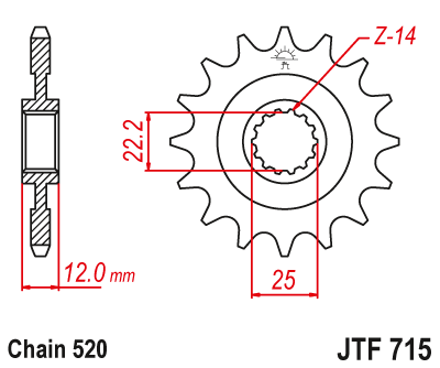 Звездочка ведущая JTF715.12 зубьев