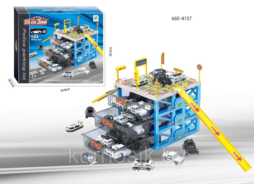Игровой набор "Полицейский паркинг" 4 уровня, 6 машинок, арт. 660-A157 - фото 1 - id-p89050523