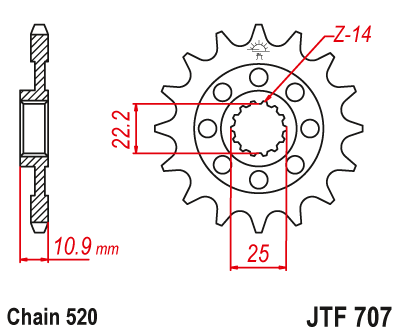 Звездочка ведущая JTF707.14 зубьев