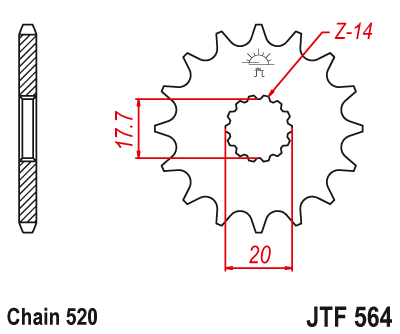 Звездочка ведущая JTF564.12 зубьев