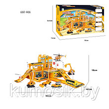 Игровой набор "Паркинг строительной службы" с автомобилями и вертолетом 660-A66